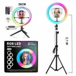 ARO FLASH LED SELFIE 26CM RGB CON TRIPODE JS-260
