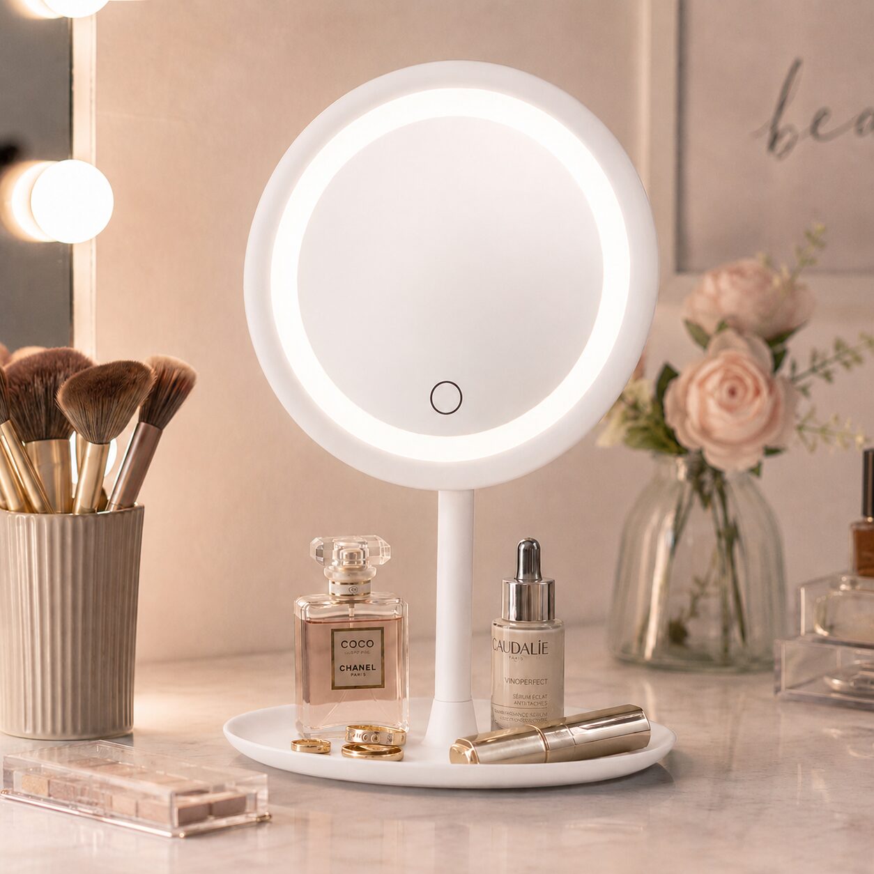 ESPEJO LED REEDONDO CON BASE ORGANIZADORA 0028 - Imagen 3