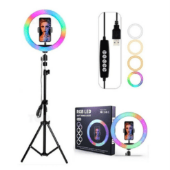 ARO FLASH LED SELFIE RGB 30CM 12 PULG. CON TRIPODE MJ30KA