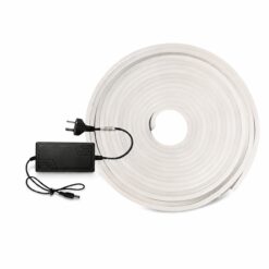 TIRA LED NEON 12V CON FUENTE (5 mts) BLANCA CALIDA M-84