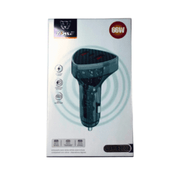 CARGADOR AUTO PLUG IN TIPO C + 2 USB TRANSPARENTE 66W CAR-53002