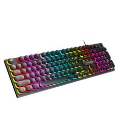 TECLADO USB RETROILUMINADO T80 NEGRO RETRO PUNK T-WOLF