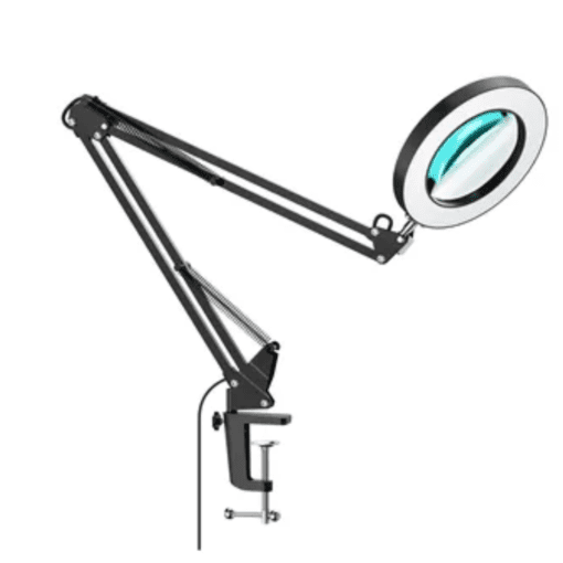 LÁMPARA VELADOR ESCRITORIO BASE ARTICULADA C/LUPA LED-83020