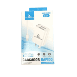 CARGADOR 220 IPHONE  5.0A 2USB CABLE DESMONTABLE LEGATUS RC5005000B