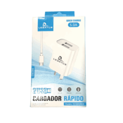 CARGADOR 220 MICRO USB 5.0A 2USB CABLE DESMONTABLE LEGATUS RC5005000B