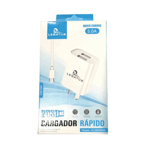 CARGADOR 220 MICRO USB 5.0A 2USB CABLE DESMONTABLE LEGATUS RC5005000B