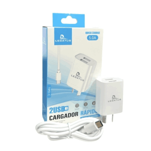 CARGADOR 220 TIPO C 5.0A 2USB CABLE DESMONTABLE LEGATUS RC5005000B