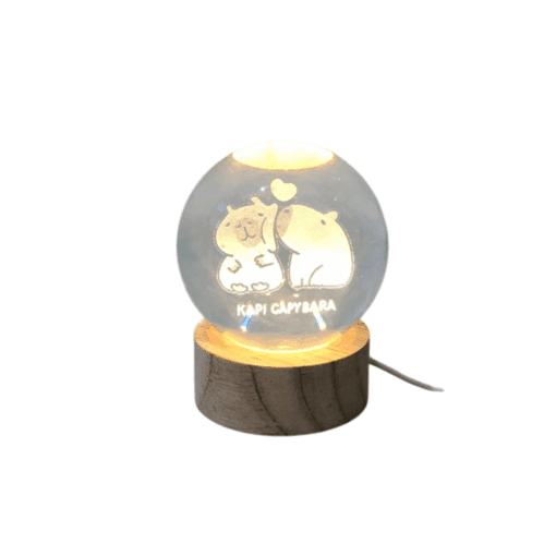 LÁMPARA VELADOR LED BOLA DE CRISTAL 3D CAPIBARA KPC-0600