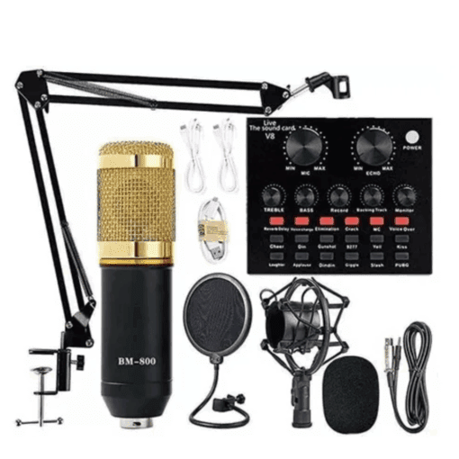 MICRÓFONO DE ESTUDIO PROFESIONAL CONDENSER CON PLACA DE SONIDO MIC-31008