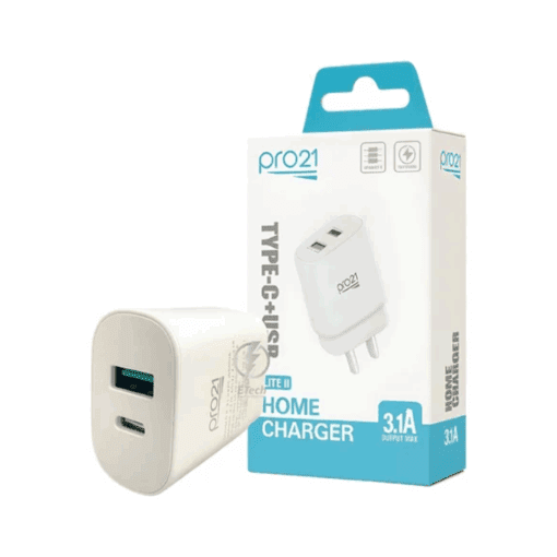 ADAPTADOR 3.1A LITE HOME CHARGER TIPO C+ USB PRO21