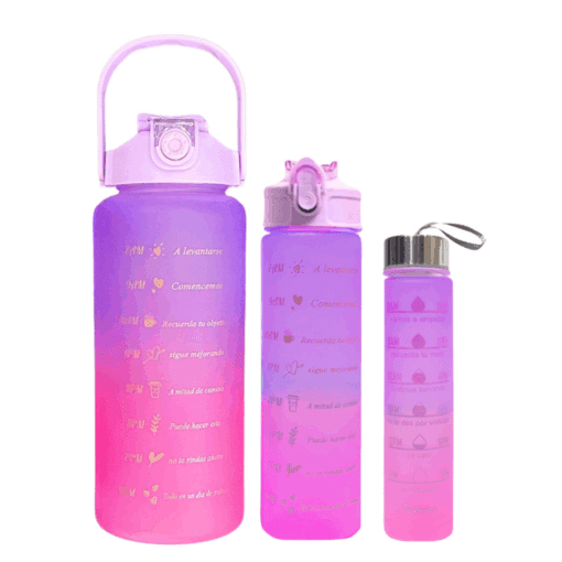 BOTELLA PLASTICA MOTIVACIONAL X 3