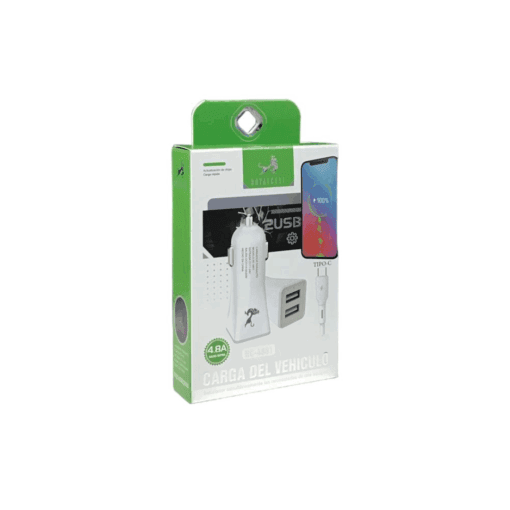 CARGADOR AUTO 4.8A ADAPTADOR TIPO C 2 USB RC-4801
