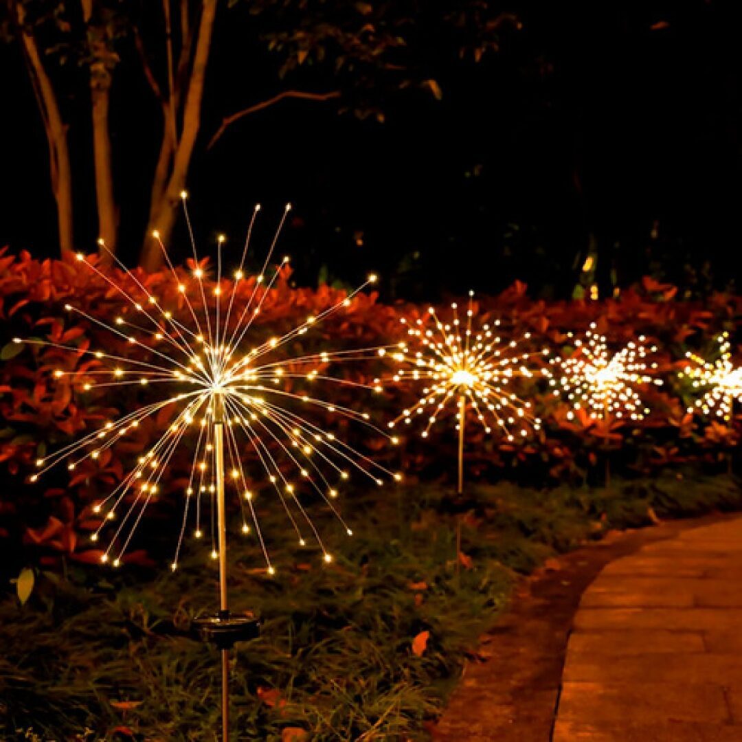 LUZ LED CALIDA 90 LED ESTACA SOLAR P/JARDIN - Imagen 2