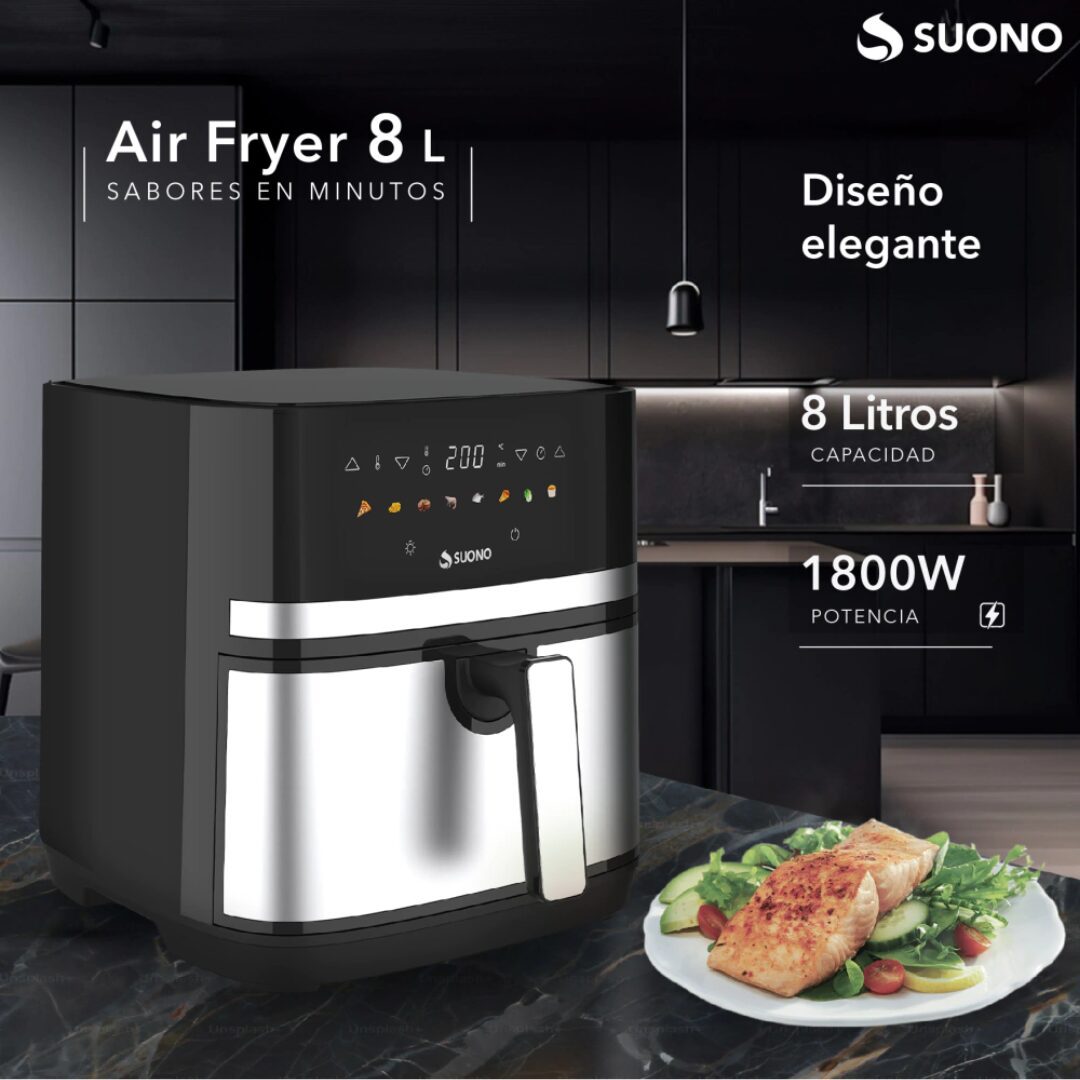 FREIDORA DE AIRE DIGITAL 8LTS 1800W SUONO HOG0201ACE - Imagen 3