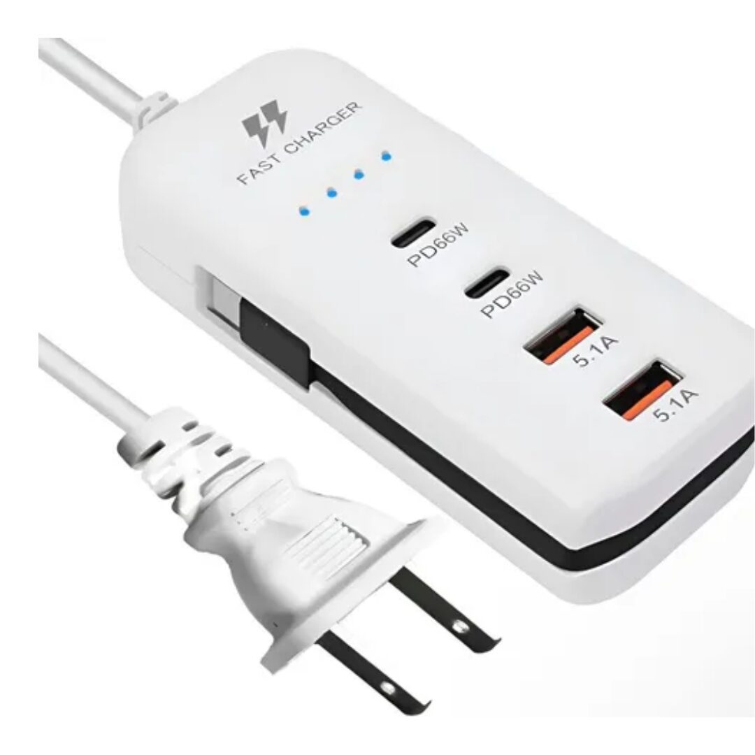 ZAPATILLA RACK CHARGER 66W 2 USB + 1 TIPO C 5.1A - Imagen 2