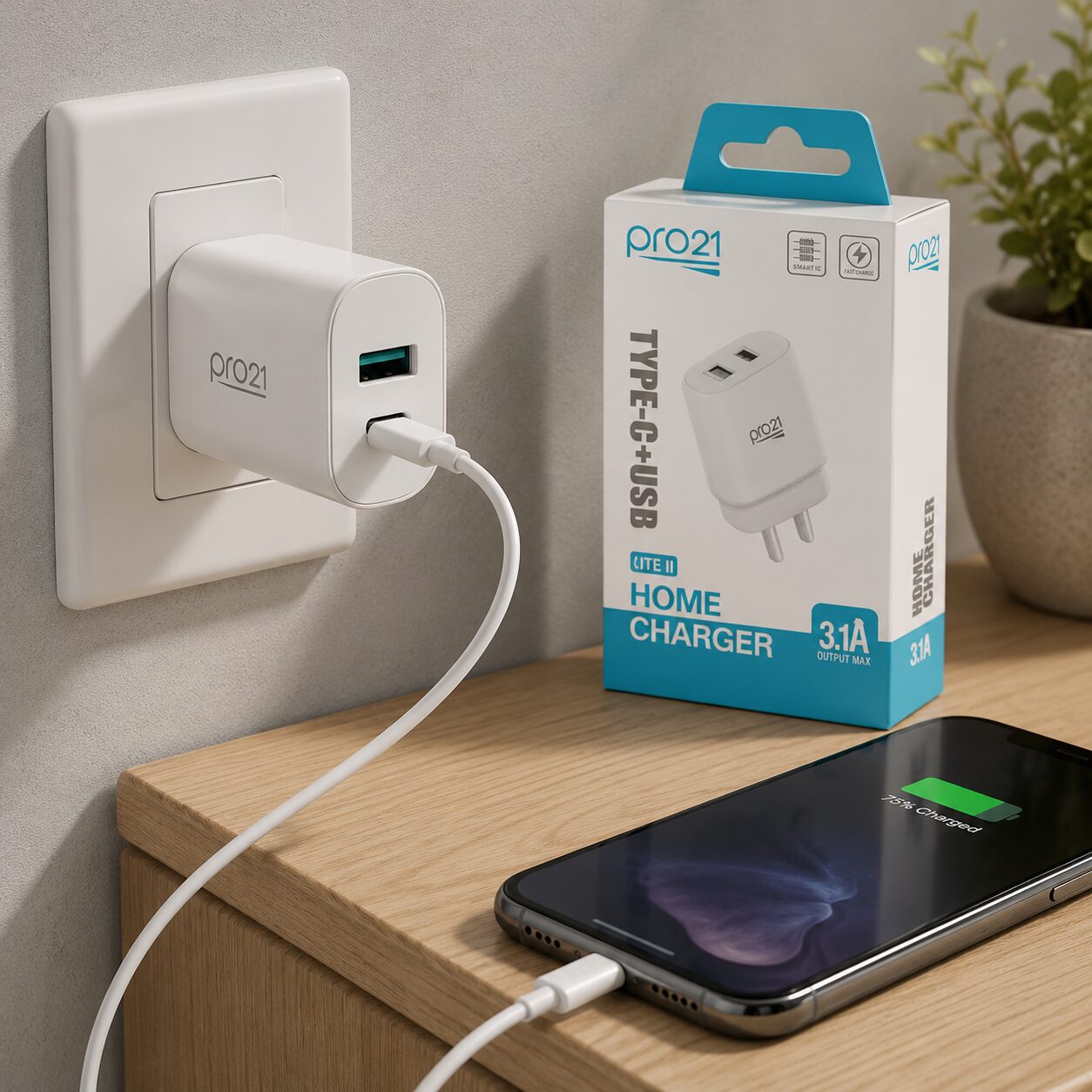 ADAPTADOR 3.1A TIPO C + USB PRO 21 LITE II - Imagen 2