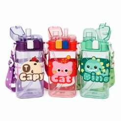 BOTELLA PLASTICA INFANTIL C/CORREA Y PICO DOBLE 500ML XJ-8030B