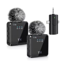 MICRÓFONO CORBATERO INALAMBRICO F11-2 TC/IP/AUX DOBLE PELUCHE