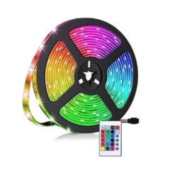 TIRA LED 5050 RGB CON FUENTE Y CONTROL (5 mts) CAJA LED-83094