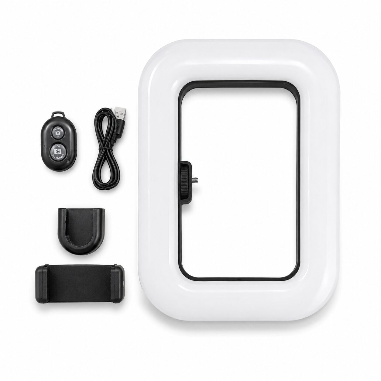 ARO DE LUZ RECTANGULAR RGB PARA CELULAR LED-83107 CON SOPORTE Y CONTROL REMOTO - Imagen 2