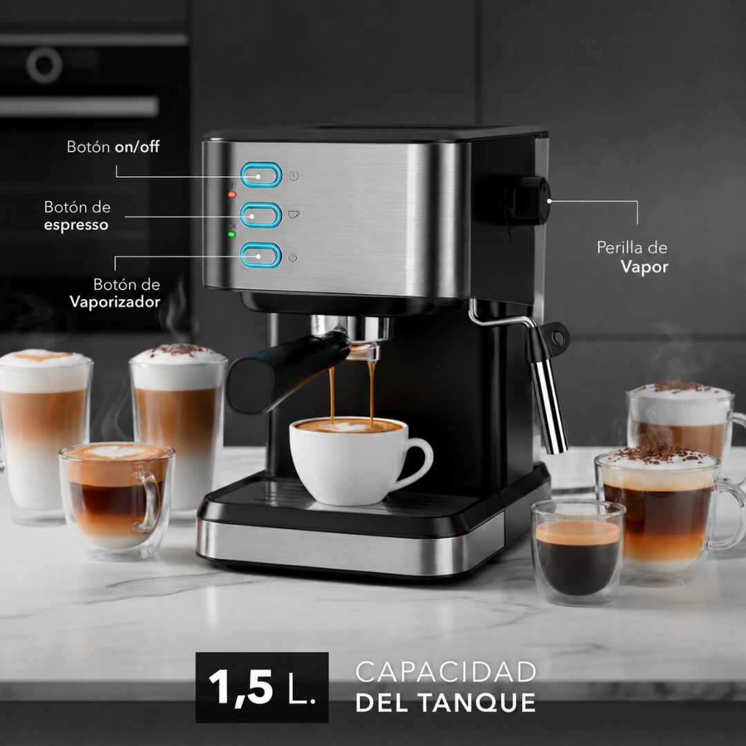 CAFETERA ESPRESSO SUONO 20 BAR 1.5L 1050W 0389 - Imagen 2