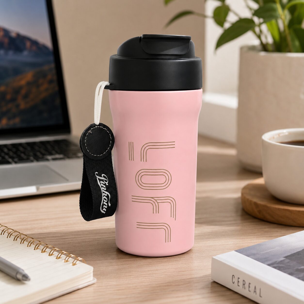 VASO TÉRMICO COFFEE 500ML CON TAPA Y CORREA CNW22194 - Imagen 3