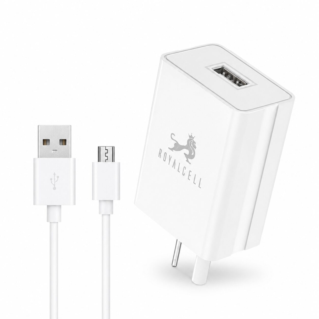 CARGADOR RÁPIDO USB 3.4A CON CABLE MICRO USB ROYALCELL RC5003400A DESARMADO