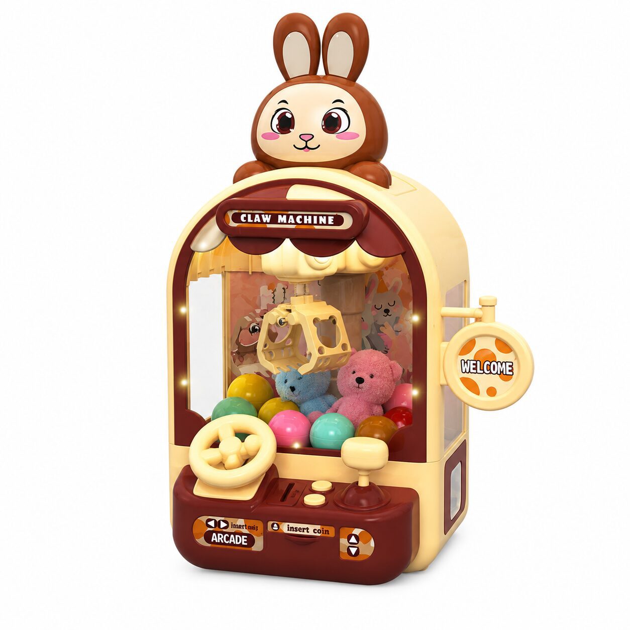 MINI MAQUINA SACA PELUCHES ELECTRONICA CONEJO 2024-5A