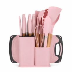 SET DE COCINA 19 PIEZAS DE SILICONA CON TABLA, CUCHILLAS Y PORTAUTENSILIOS SK-0019