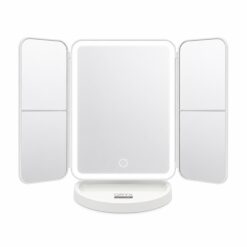 ESPEJO DE MAQUILLAJE 3 PANELES LUZ LED TÁCTIL 3 TONOS CON AUMENTO OR0884